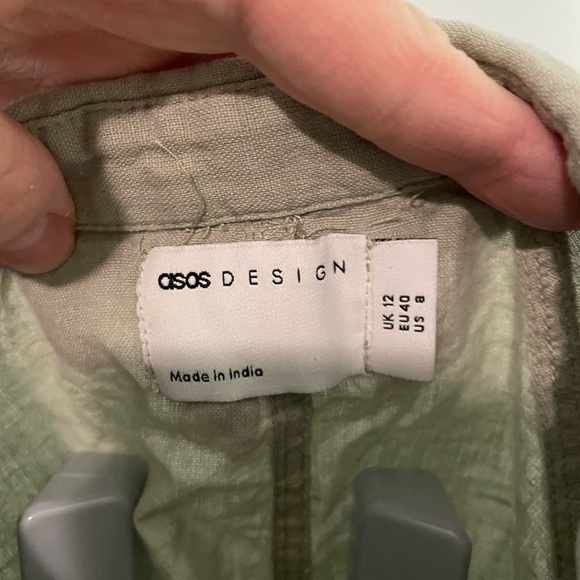 Light‎ green Asos linen blend button front shirt with tie front size 8 - Picture 2 of 6